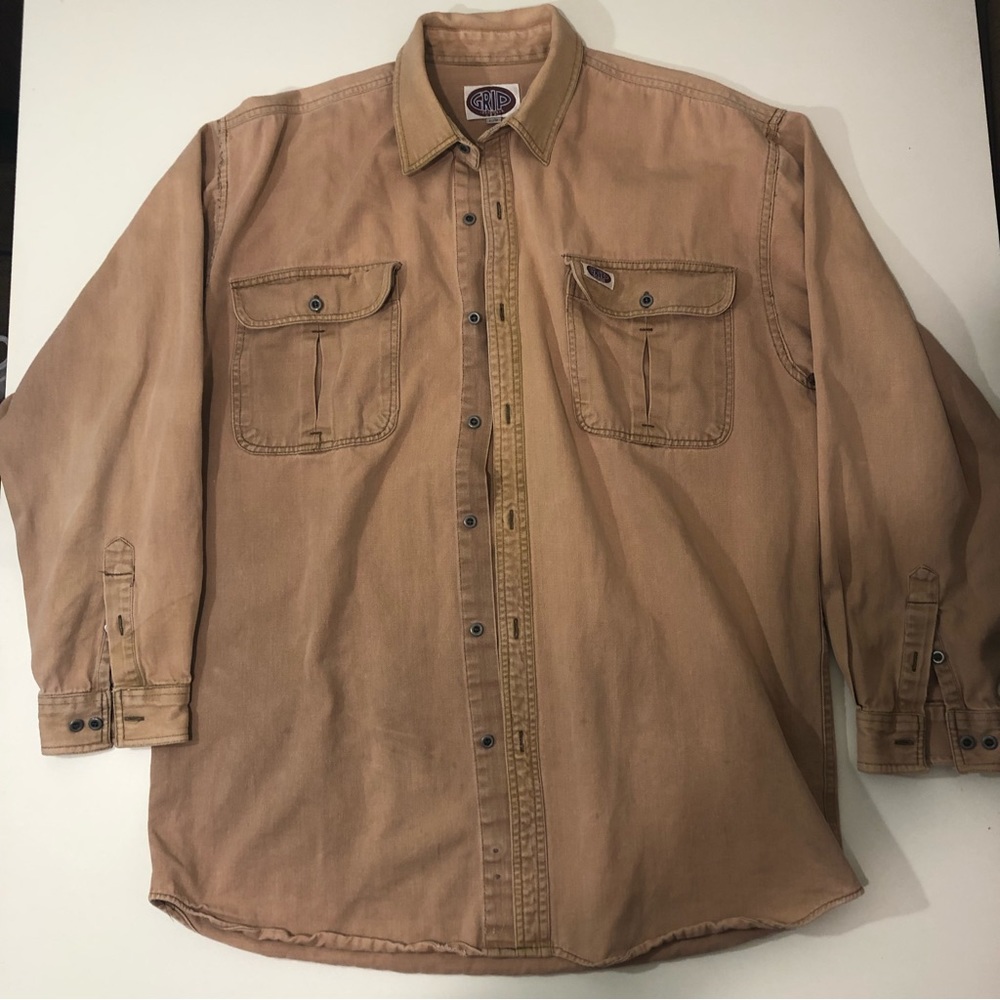 GRIP vintage Long Sleeve Button Up Mens Large salmon colour